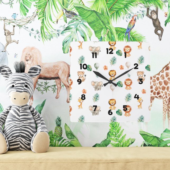 Relógio Quadrado Animais Boho Jungle  (Criador carregado)