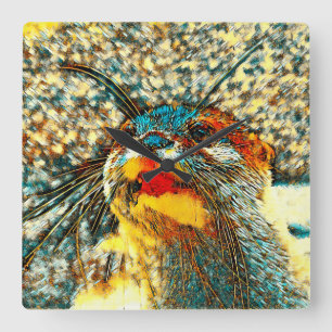 Relógio Quadrado AnimalArt_Otter_001