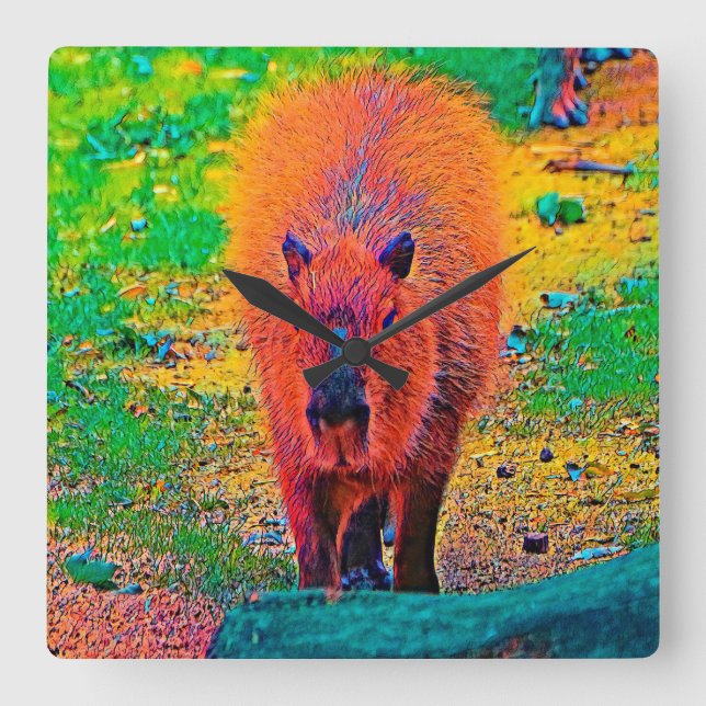 Relógio Quadrado AnimalColor_Capybara_011 (Frente)