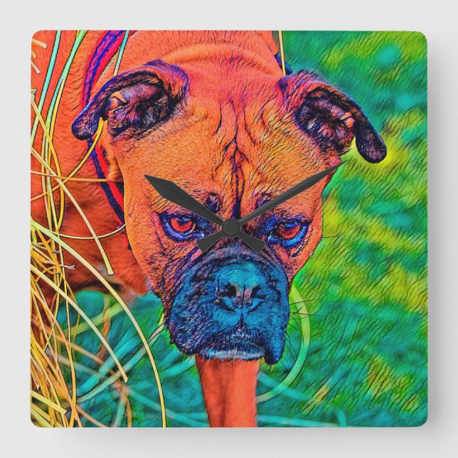 Relógio Quadrado AnimalColor_Dog_027 (Frente)