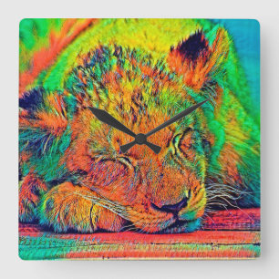 Relógio Quadrado AnimalColor_Lion_002