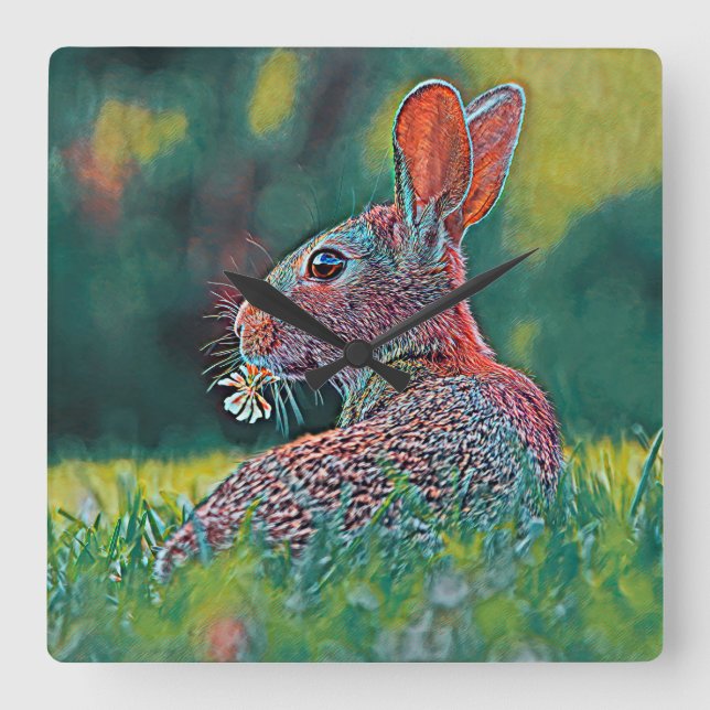 Relógio Quadrado AnimalMix_Rabbit_048 (Frente)