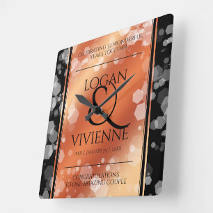 Relógio Quadrado Aniversário de Casamento de Bronze, 8° aniversário