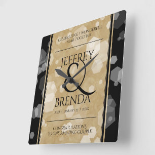 Relógio Quadrado Aniversário de Casamento de Papel 1rua