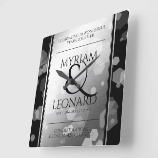 Relógio Quadrado Aniversário de Casamento do Platinum 70 Elegante