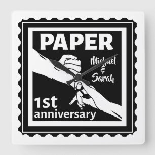 Relógio Quadrado Aniversário de casamento tradicional de 1rua