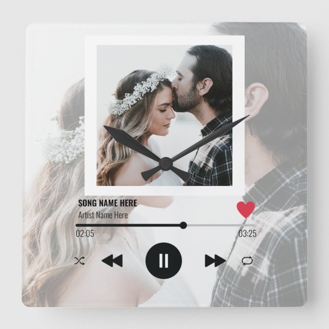 Relógio Quadrado Aniversário Personalizado Do Casamento Da Primeira (Frente)