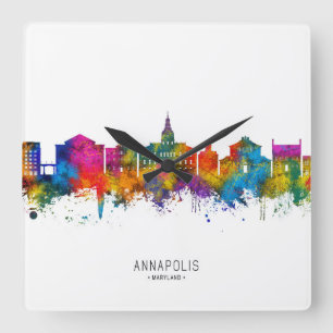 Relógio Quadrado Annapolis Maryland Skyline