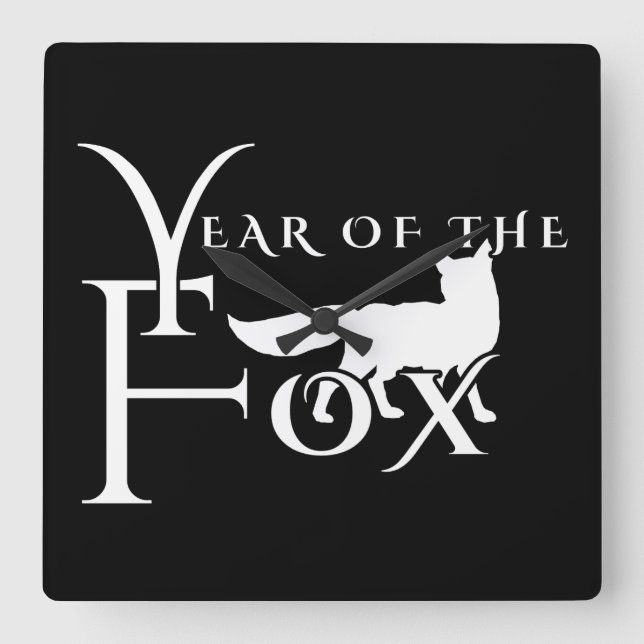 Relógio Quadrado Ano da raposa (Frente)