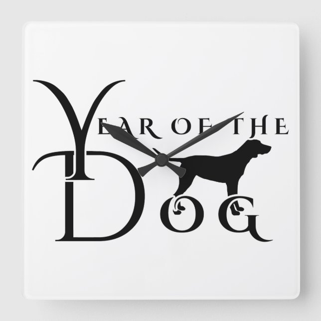 Relógio Quadrado Ano do cão (Frente)