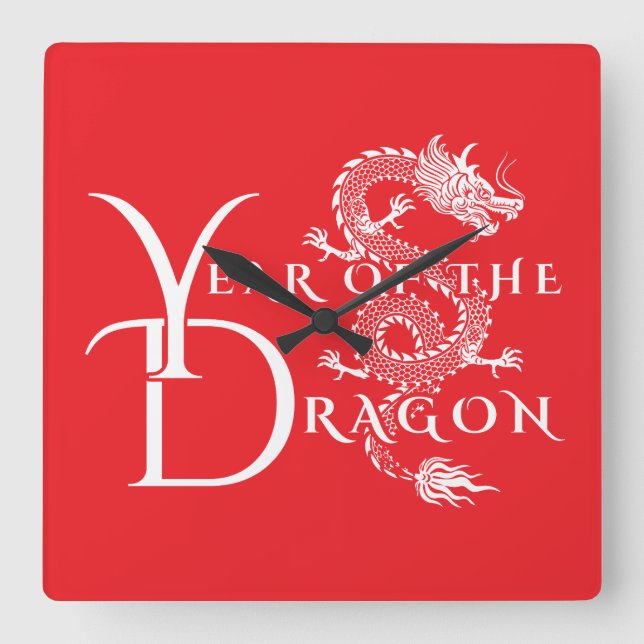 Relógio Quadrado Ano do dragão (Frente)