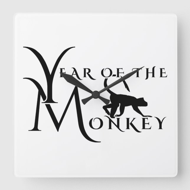 Relógio Quadrado Ano do macaco (Frente)