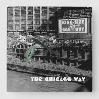 RELÓGIO QUADRADO ANTÁTICO DE COLORPLASH MOTORISTA DE CHICAGO ANSIOS