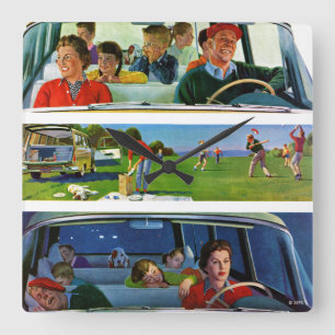 Relógio Quadrado Antes, durante & após do piquenique