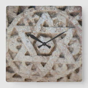 Relógio Quadrado Antiga escultura da Estrela de Davi, Israel