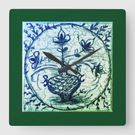 Relógio Quadrado Antigo azulejo Norte-Alemão, azulejo cerâmico vint