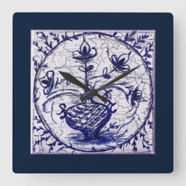 Relógio Quadrado Antigo azulejo Norte-Alemão, azulejo cerâmico vint