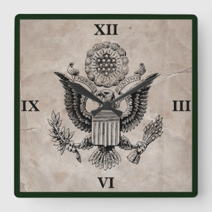 Relógio Quadrado Antigo Casaco de Armamento Americano Moçado