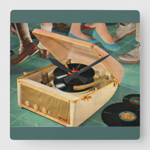 Relógio Quadrado anúncio gravador portátil dos anos 50