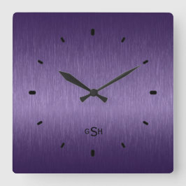 Relógio Quadrado Aparência de aço com Design de metal púrpura