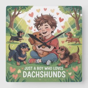 Relógio Quadrado Apenas um Menino que Ama Dachshunds