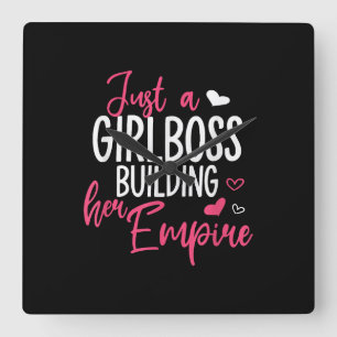 Relógio Quadrado Apenas uma chefe de menina construindo seu império