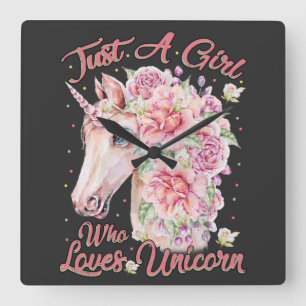 Relógio Quadrado Apenas Uma Menina Que Ama Unicórnio