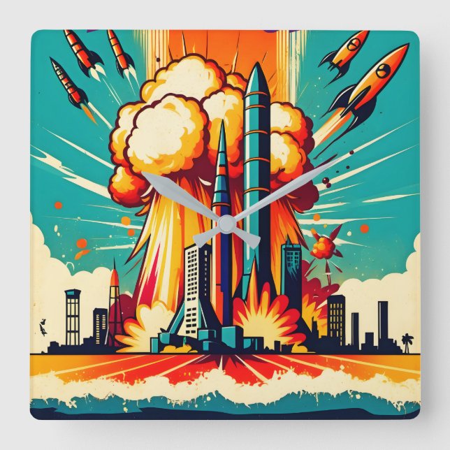 Relógio Quadrado Apocalyptic Blast (Frente)