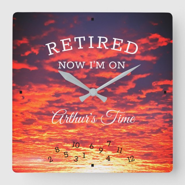 Relógio Quadrado Aposentado Agora Na Sua Época De Laranja (Frente)