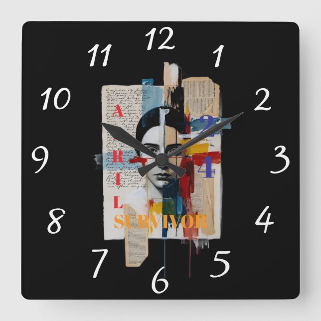 Relógio Quadrado April 24 Survivor Clock (Frente)