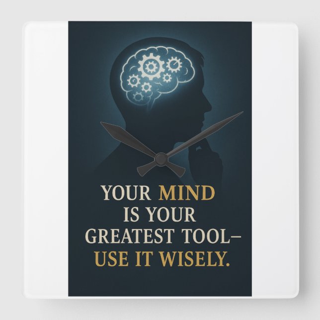 Relógio Quadrado Aproveite o poder da sua mente (Frente)