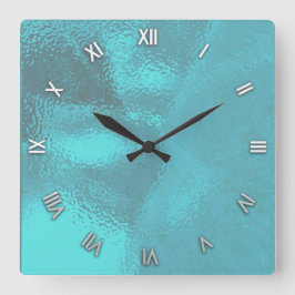 Relógio Quadrado Aqua Blue Glass Look Wall Clock