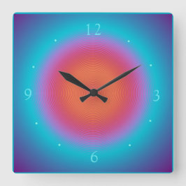 Relógio Quadrado Aqua Design cor-de-rosa alaranjada iluminada > Rel