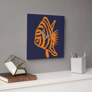 Relógio Quadrado Aqua Tropical Fish Square Wall Clock