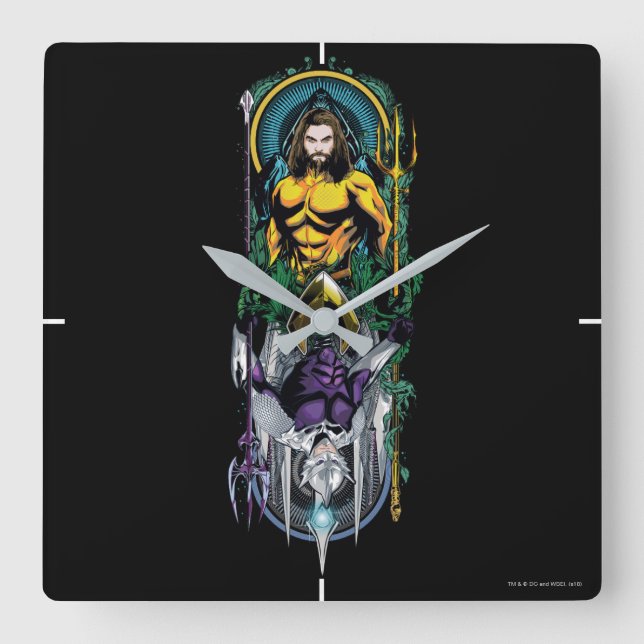Relógio Quadrado Aquaman | Orin & painel reversível de Nouveau da (Frente)
