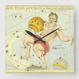 Relógio Quadrado Aquário, constelação de Vintage, Espelho de Urânia