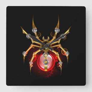 Relógio Quadrado Aranha-do-galo em preto