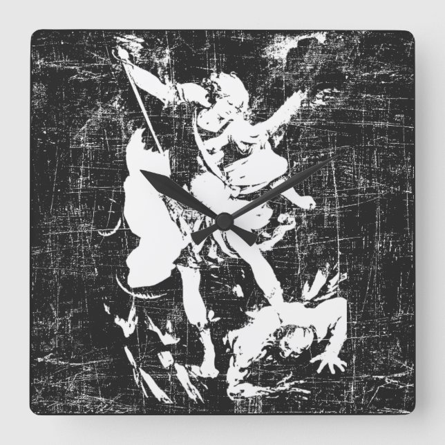 Relógio Quadrado Archangel Michael Dois-Tom  (Frente)