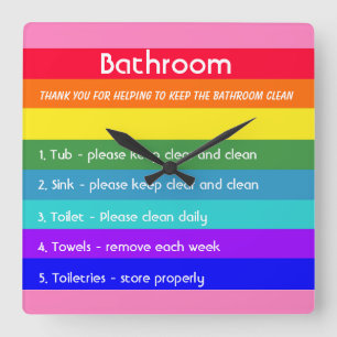 Relógio Quadrado Arco-íris Negrito Stripes