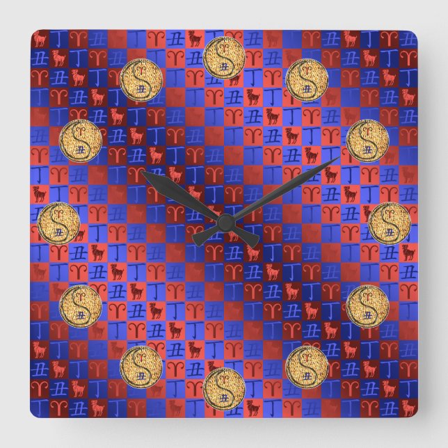 Relógio Quadrado Aries & Fire Ox (Frente)