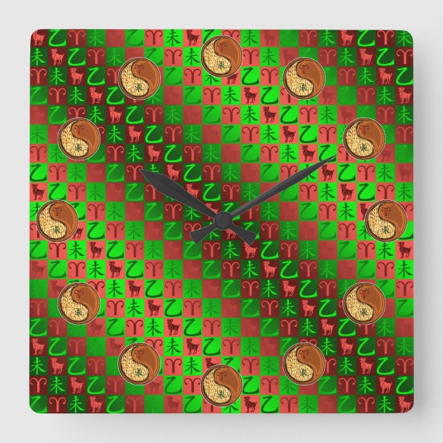 Relógio Quadrado Aries & Wood Goat (Frente)