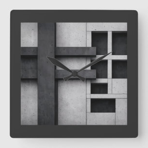Relógio Quadrado Arquitetura Brutalista Design Arte Fino Cubista