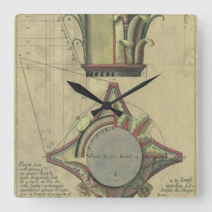 Relógio Quadrado Arquitetura Vintage, Coroa de Capital Decorativa