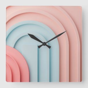 Relógio Quadrado Arranhando formas de fundo em cores pastel