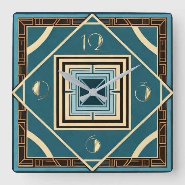 Relógio Quadrado Art Deco (Frente)