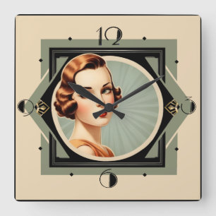 Relógio Quadrado Art Deco