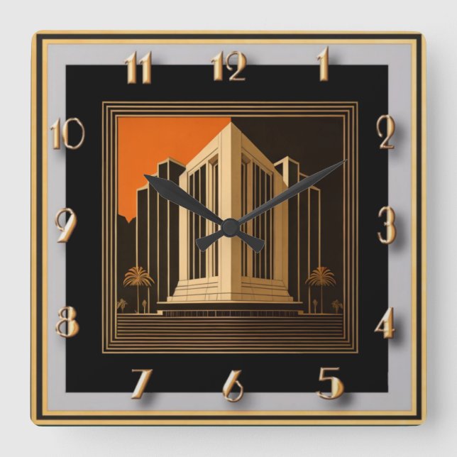 Relógio Quadrado Art Deco (Frente)