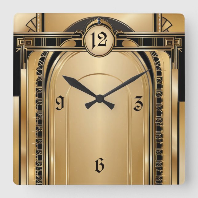 Relógio Quadrado Art Deco (Frente)