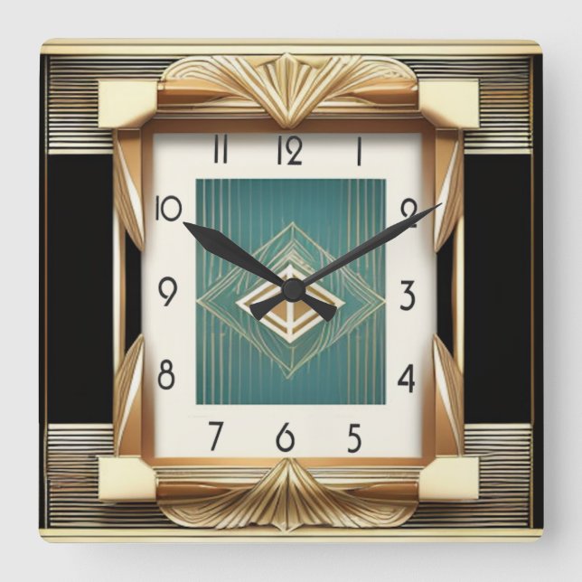 Relógio Quadrado Art Deco (Frente)
