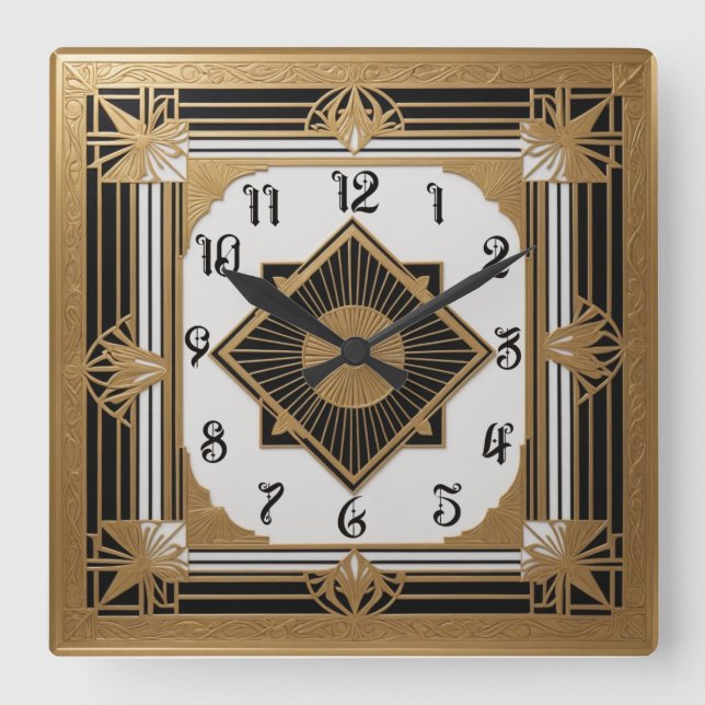 Relógio Quadrado Art Deco (Frente)